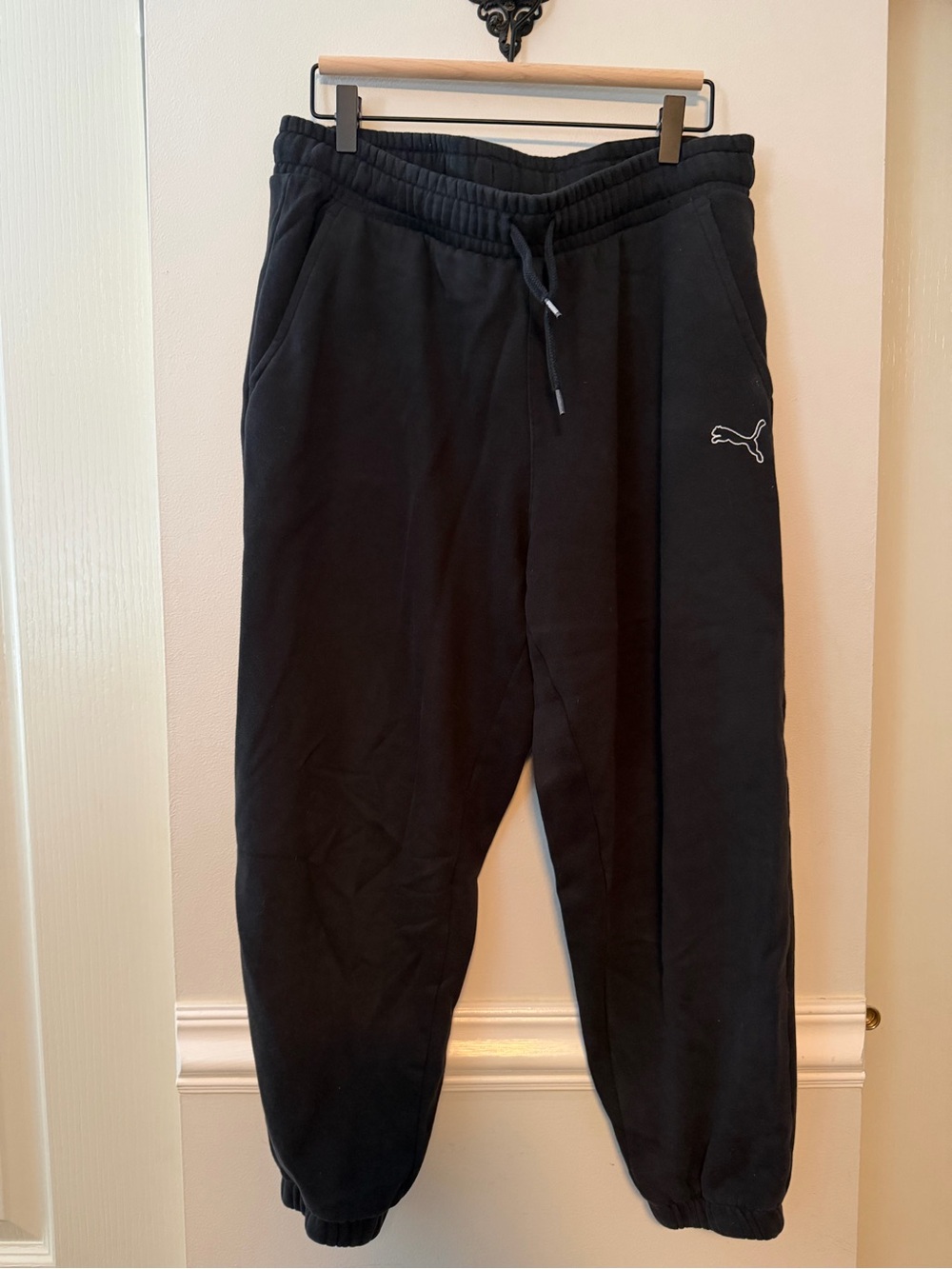 Puma Black Men's Drawstring Joggers with Logo